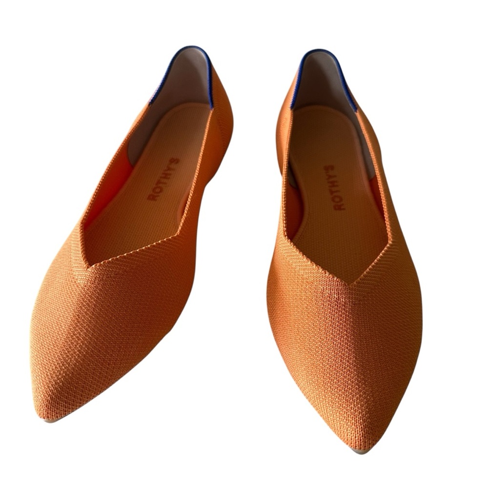 Rothy’s The Point Tangerine Washable Comfort Flat Size 10.5 - Picture 3 of 13